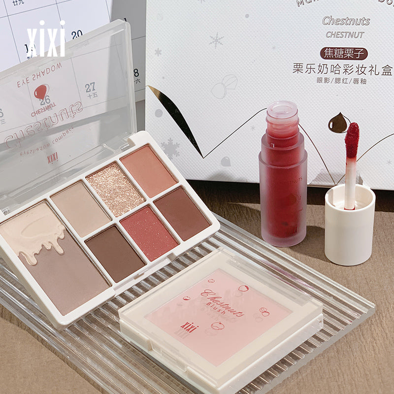 Chestnuts Makeup Gift Set Eyeshadow Blush & Lipstick – XIXI Cosmetics